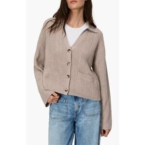 Rag and Bone Boxy Crop Oversized Light Brown Maud Cashmere Cardigan Women Small